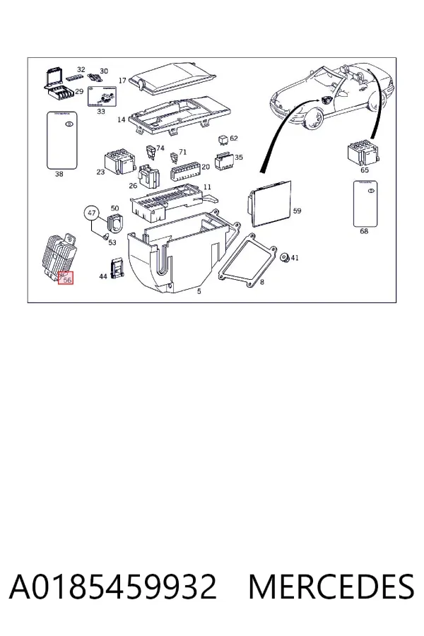 Regulador de revoluções de ventilador de esfriamento (unidade de controlo) A0185459932 Mercedes