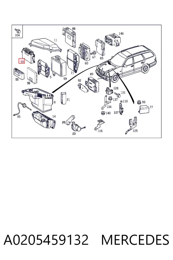 Módulo de direção (Centralina eletrônica) da Caixa Automática de Mudança eletrônica A0205459132 Mercedes