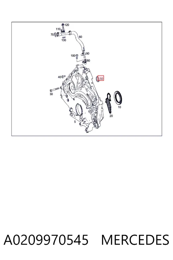 Vedante superior de tampa dianteira de motor A0209970545 Mercedes