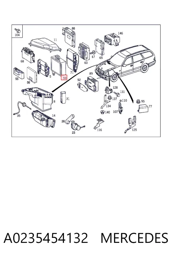 Módulo de direção (Centralina eletrônica) de motor A0235454132 Mercedes