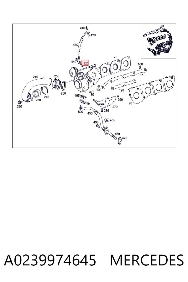 Vedante de mangueira de fornecimento de óleo de turbina A0239974645 Mercedes
