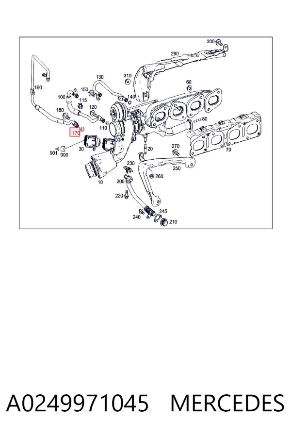 Vedante de mangueira de fornecimento de óleo de turbina A0249971045 Mercedes