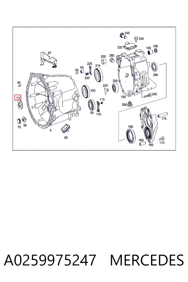 Vedação da Caixa Automática de Mudança (de árvore de saída/primária) A0259975247 Mercedes