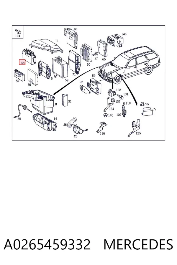 Módulo de direção (Centralina eletrônica) da Caixa Automática de Mudança eletrônica A0265459332 Mercedes