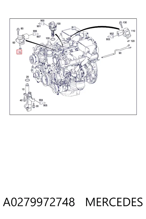 Anel de vedação (vedante) de cano derivado de intercooler A0279972748 Mercedes