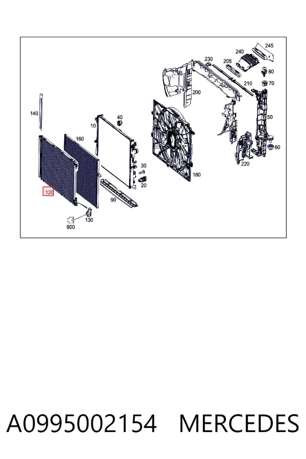 Radiador de aparelho de ar condicionado A0995002154 Mercedes