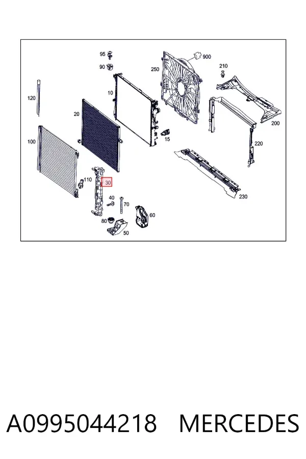 Suporte direito do radiador (painel de montagem de fixação das luzes) A0995044218 Mercedes
