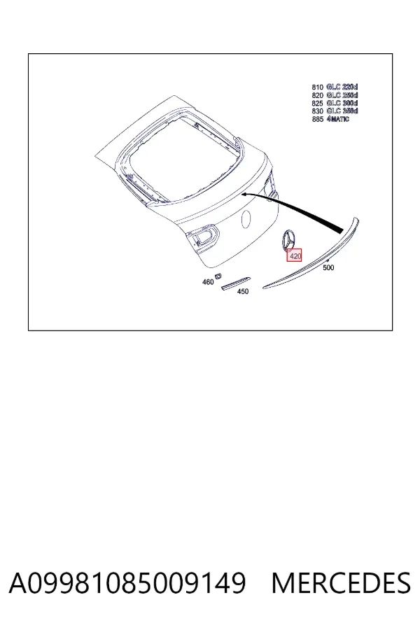 Emblema de tampa de porta-malas (emblema de firma) A09981085009149 Mercedes