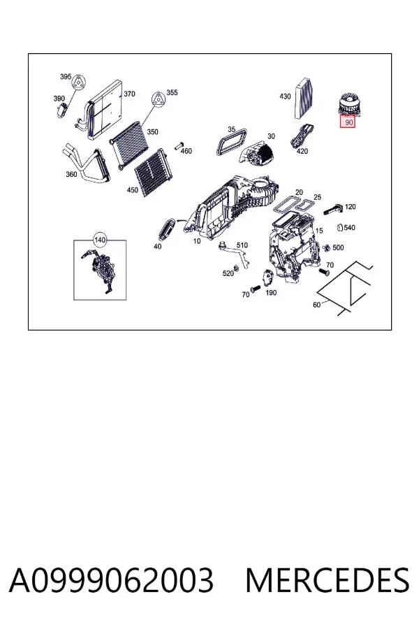 Motor de ventilador de forno (de aquecedor de salão) A0999062003 Mercedes