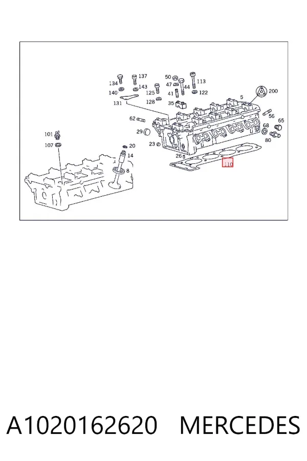 Vedante de cabeça de motor (CBC) A1020162620 Mercedes