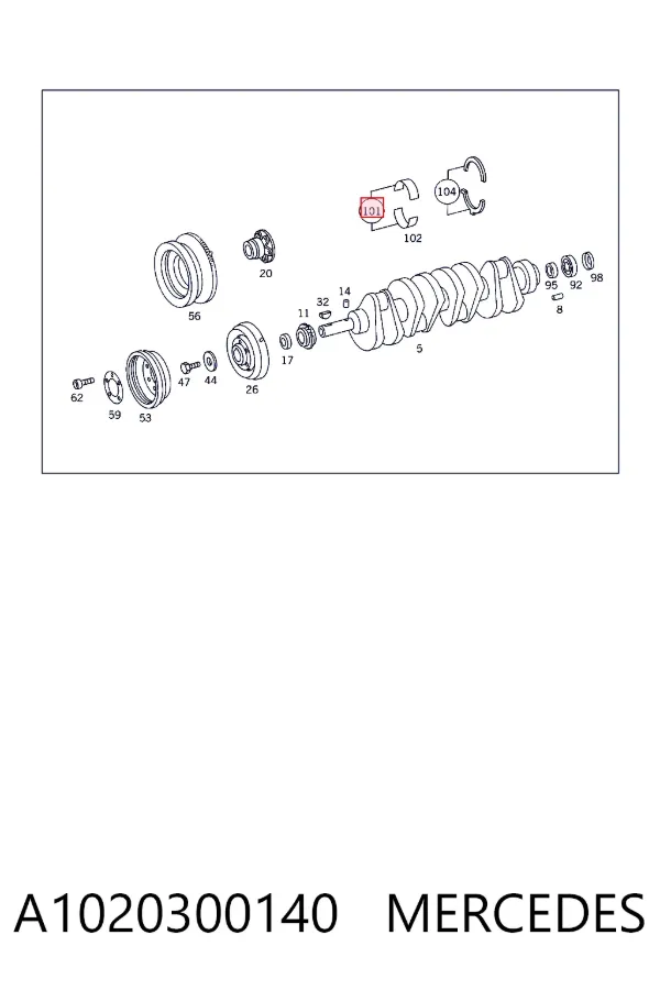 Folhas inseridas principais de cambota, kit, 1ª reparação ( + 0,25) A1020300140 Mercedes