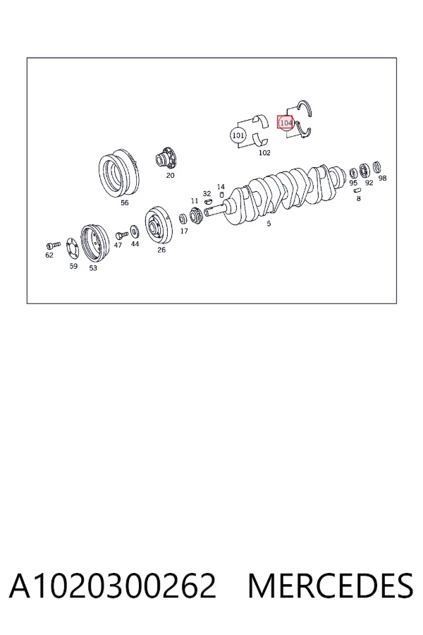Semianel de suporte (de carreira) de cambota, 2ª reparação, kit A1020300262 Mercedes