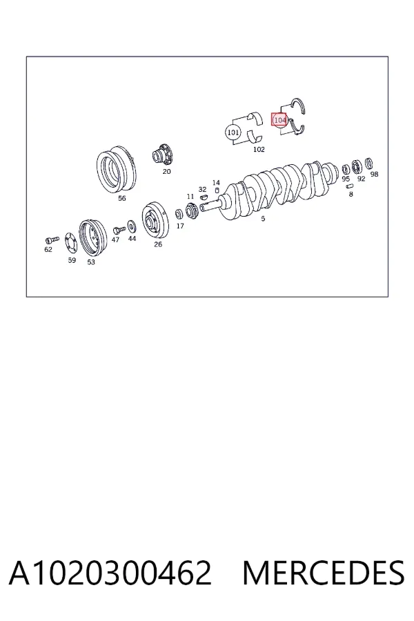 Semianel de suporte (de carreira) de cambota, STD, kit A1020300462 Mercedes
