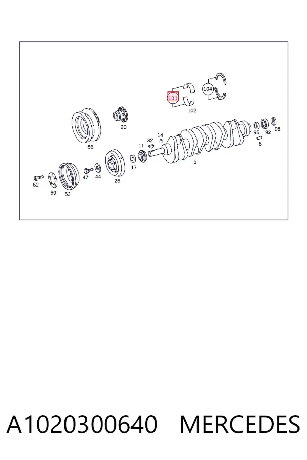Folhas inseridas principais de cambota, kit, 1ª reparação ( + 0,25) A1020300640 Mercedes