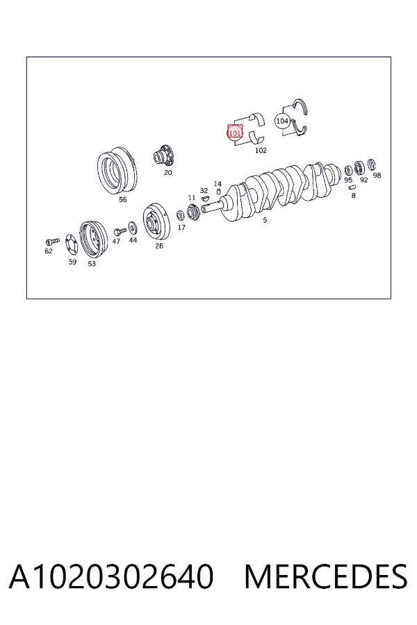 Folhas inseridas principais de cambota, kit, 1ª reparação ( + 0,25) A1020302640 Mercedes