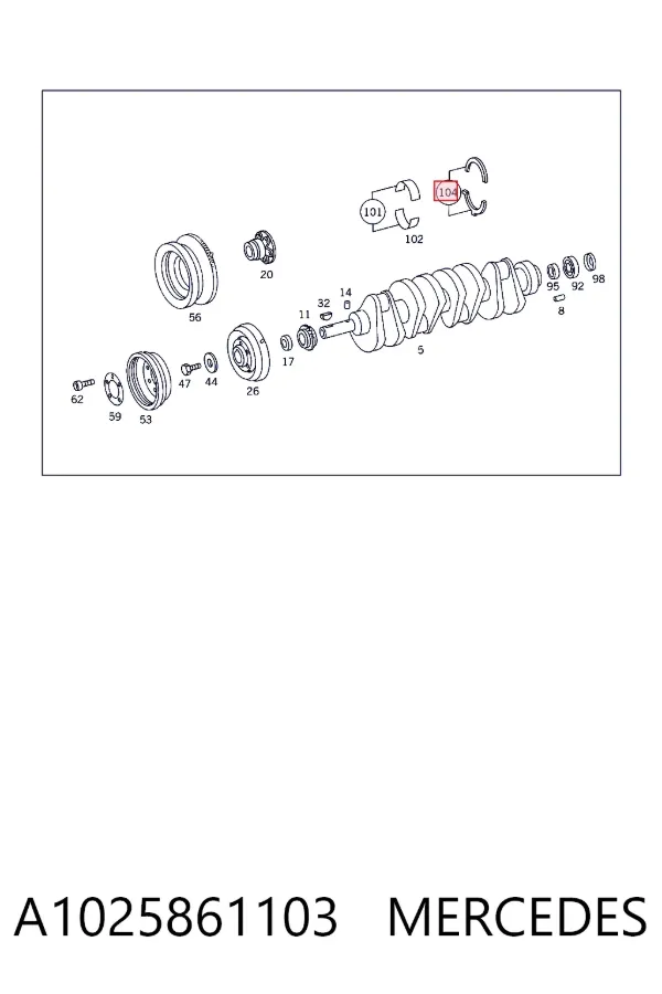 Semianel de suporte (de carreira) de cambota, 1ª reparação, kit A1025861103 Mercedes