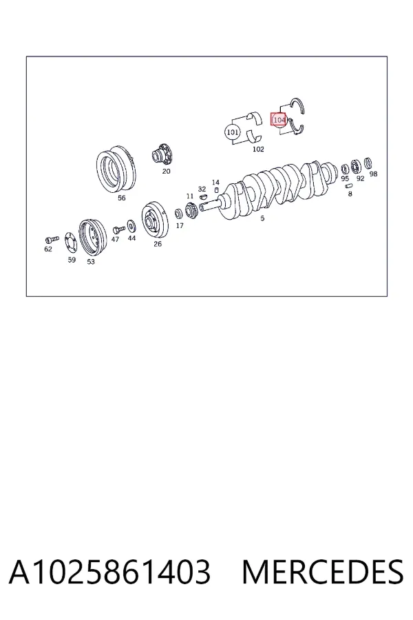 Semianel de suporte (de carreira) de cambota, STD, kit A1025861403 Mercedes