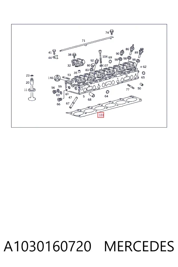 Vedante de cabeça de motor (CBC) A1030160720 Mercedes