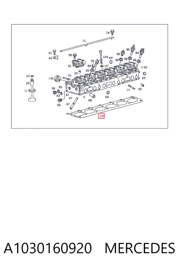 Vedante de cabeça de motor (CBC) A1030160920 Mercedes