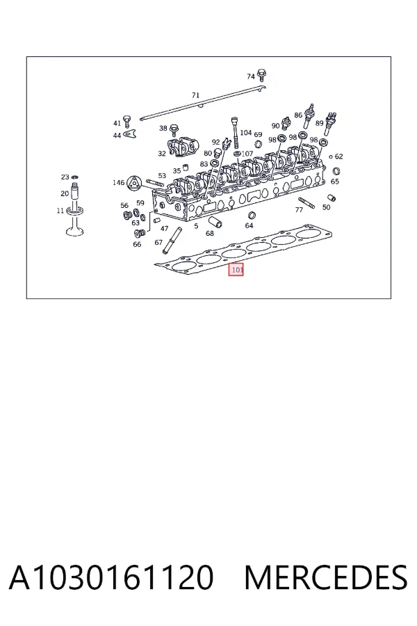 Vedante de cabeça de motor (CBC) A1030161120 Mercedes