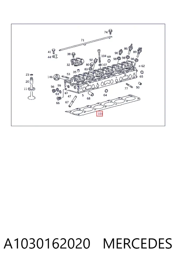 Vedante de cabeça de motor (CBC) A1030162020 Mercedes