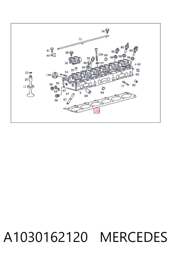 Vedante de cabeça de motor (CBC) A1030162120 Mercedes