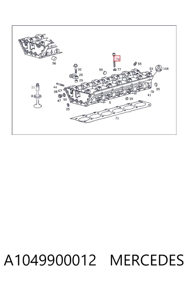 Parafuso de cabeça de motor (CBC) A1049900012 Mercedes