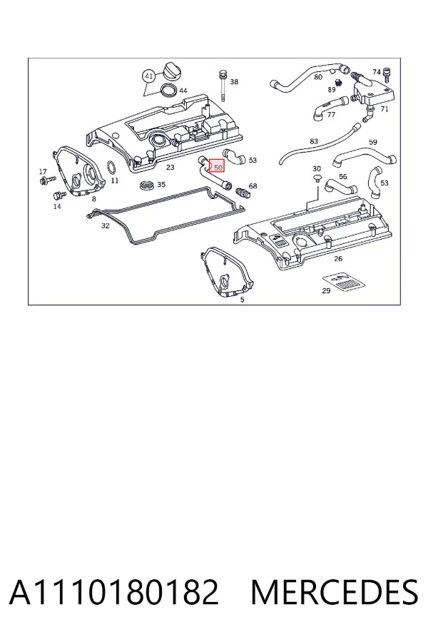 Cano derivado de ventilação de cárter (de separador de óleo) A1110180182 Mercedes