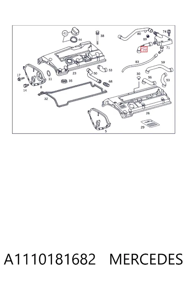 Cano derivado de ventilação de cárter (de separador de óleo) A1110181682 Mercedes