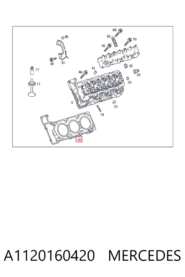 Vedante direito de cabeça de motor (CBC) A1120160420 Mercedes