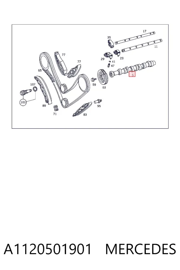 Árvore distribuidora esquerda de motor A1120501901 Mercedes
