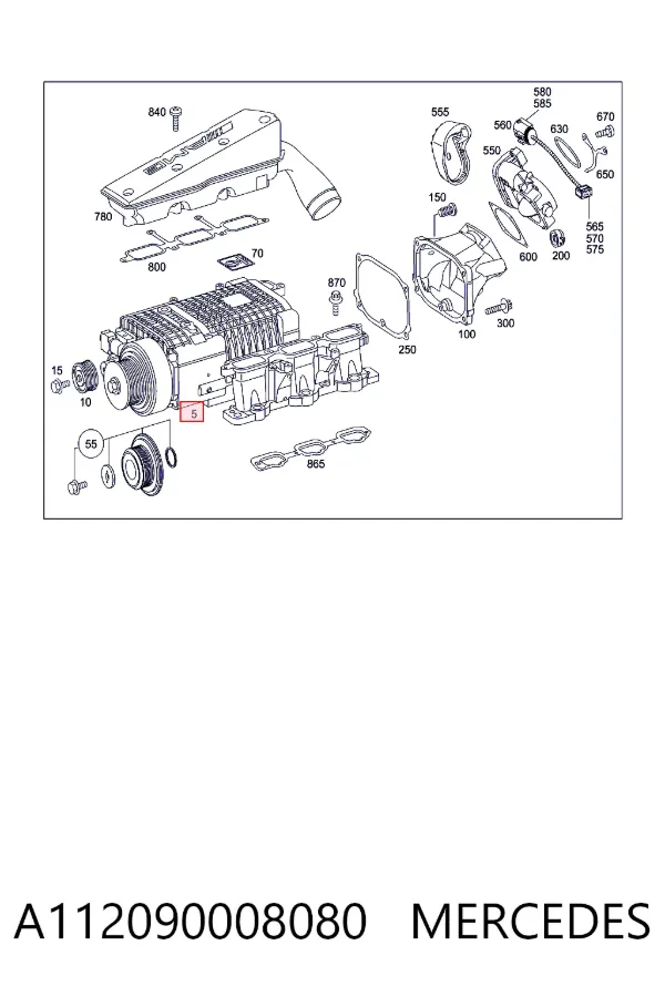 Compressor de supercompressão de ar de motor A112090008080 Mercedes
