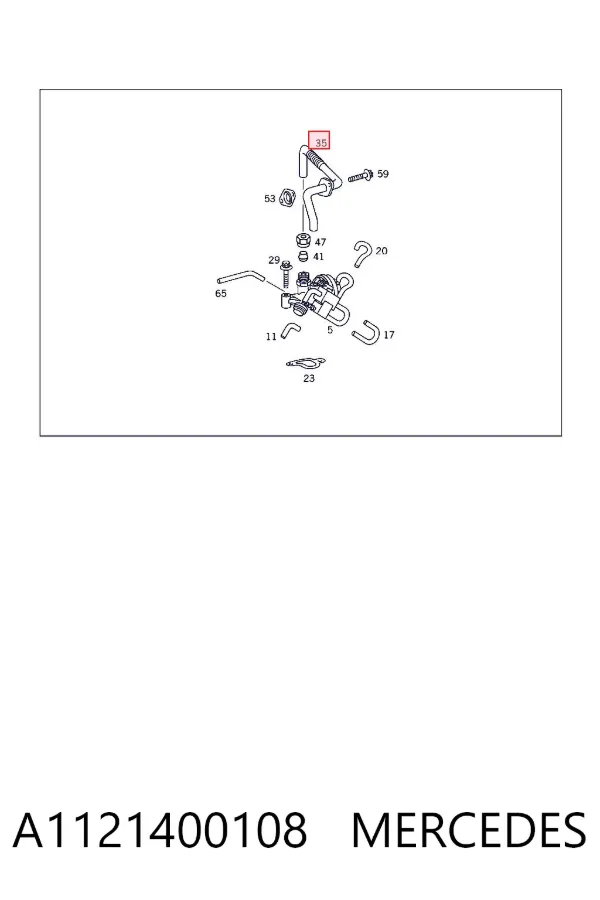 Cano derivado do sistema de recirculação dos gases de escape EGR A1121400108 Mercedes