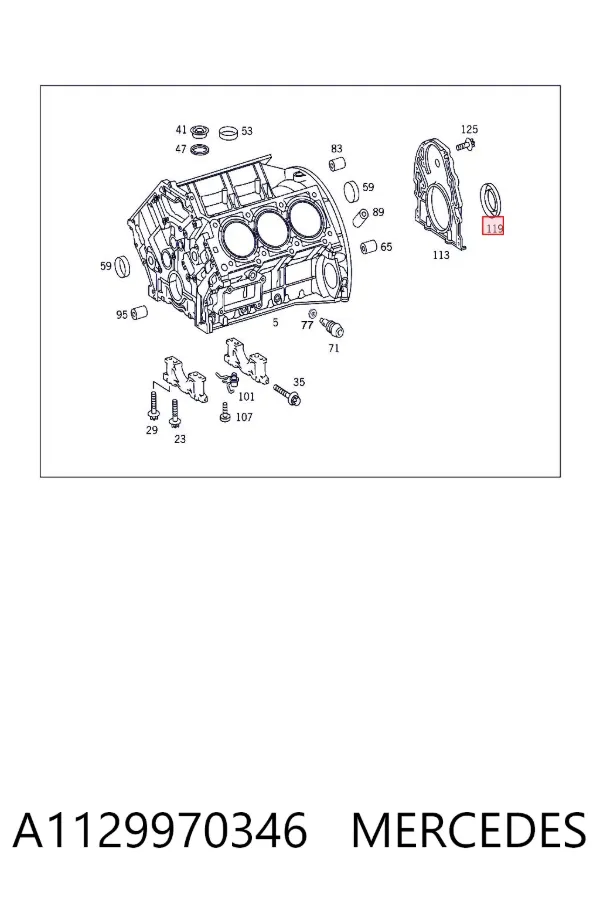 Vedação traseira de cambota de motor A1129970346 Mercedes