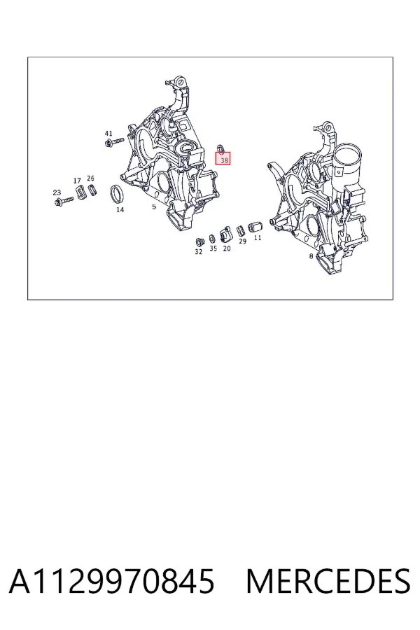 Vedante de tampa dianteira de motor A1129970845 Mercedes