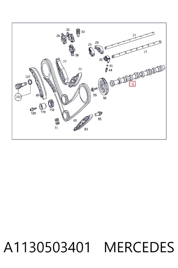 Árvore distribuidora esquerda de motor A1130503401 Mercedes