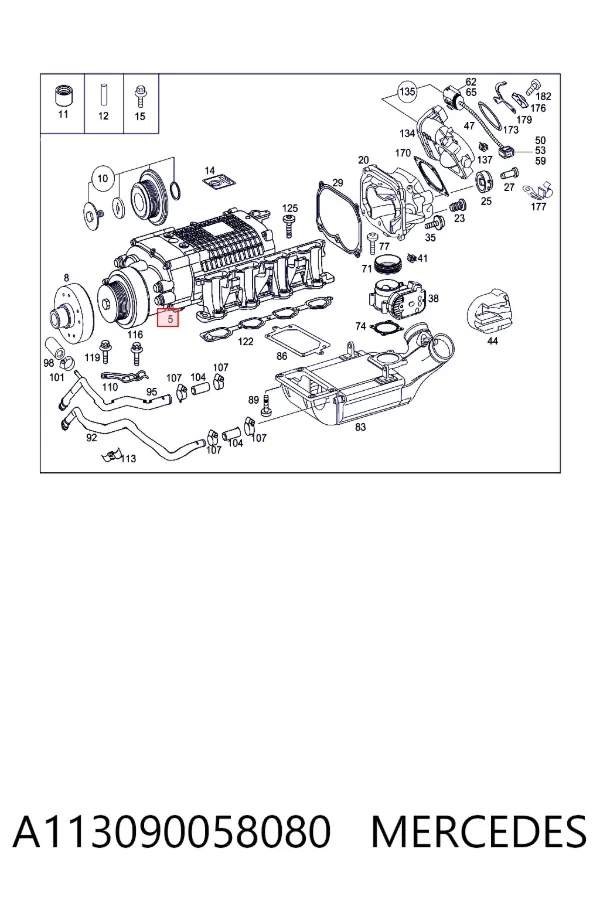 Compressor de supercompressão de ar de motor A113090058080 Mercedes