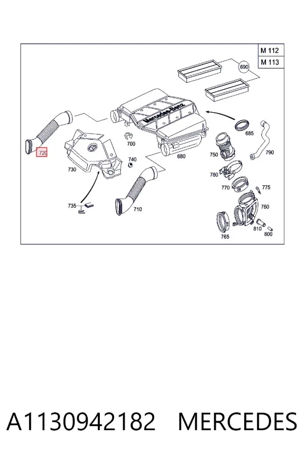 Mangueira (cano derivado) de intercooler A1130942182 Mercedes