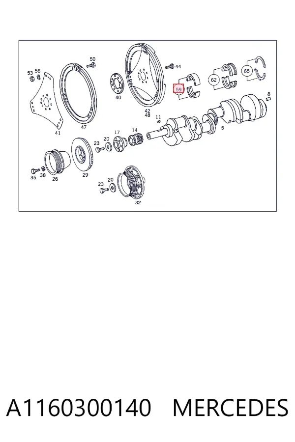 Folhas inseridas principais de cambota, kit, padrão (STD) A1160300140 Mercedes