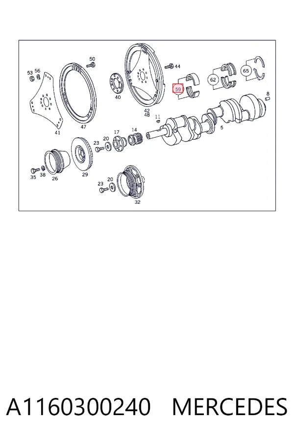 Folhas inseridas principais de cambota, kit, padrão (STD) A1160300240 Mercedes