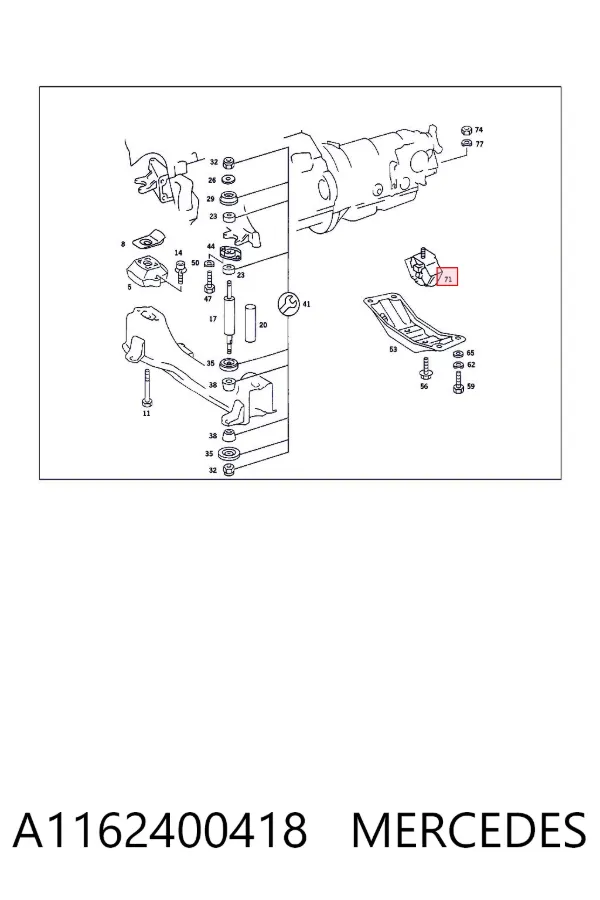 Coxim de transmissão (suporte da caixa de mudança) A1162400418 Mercedes
