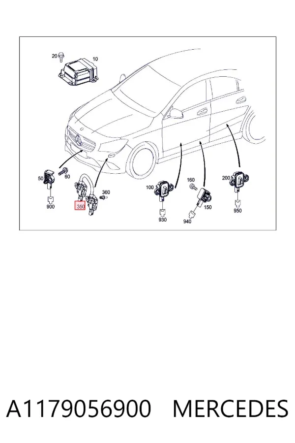 Sensor AIRBAG dianteiro A1179056900 Mercedes