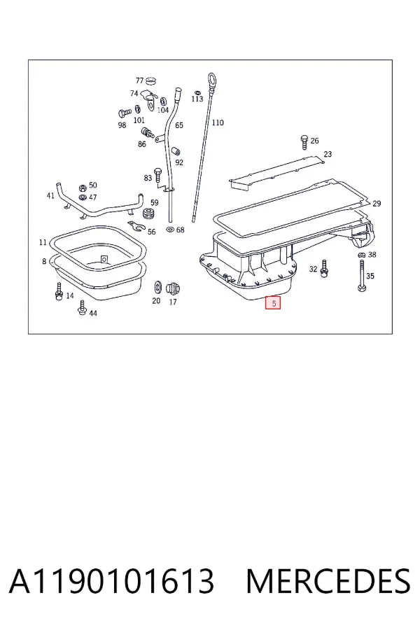 Panela de óleo de cárter do motor A1190101613 Mercedes