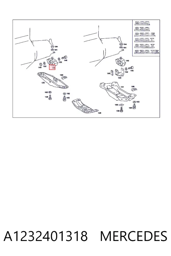 Coxim de transmissão (suporte da caixa de mudança) A1232401318 Mercedes