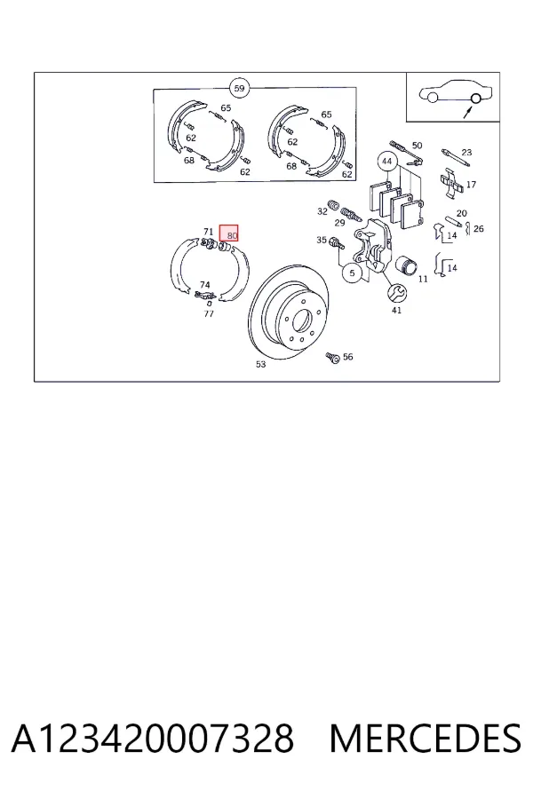 Mecanismo de aproximação (de auto-aproximação) das sapatas de tambor (kit de reparação levadiça) A123420007328 Mercedes