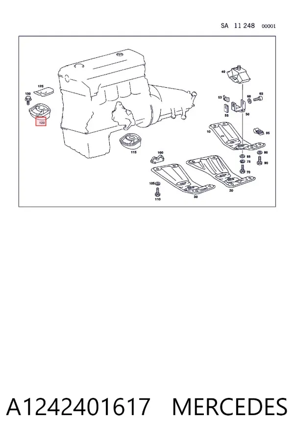 Coxim (suporte) esquerdo/direito de motor A1242401617 Mercedes