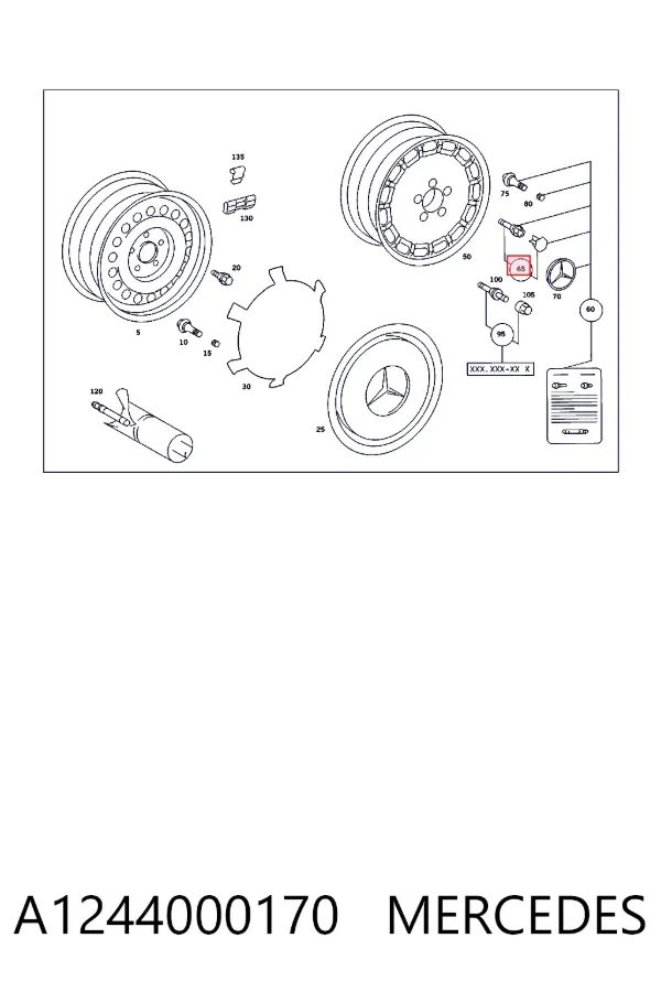 Parafuso de roda A1244000170 Mercedes