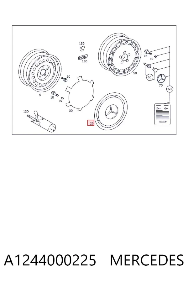 Coberta de disco de roda A1244000225 Mercedes