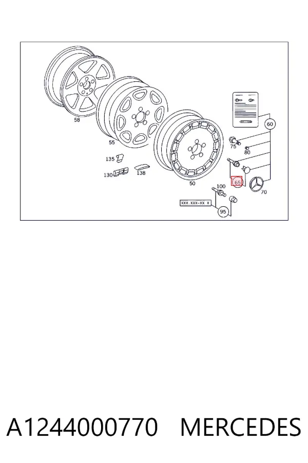 Parafuso de roda A1244000770 Mercedes