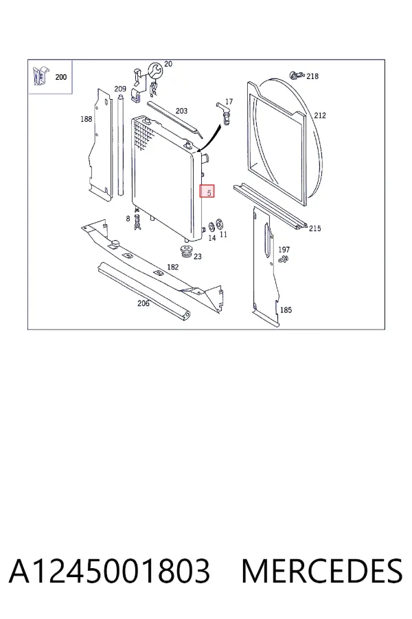 Radiador de esfriamento de motor A1245001803 Mercedes